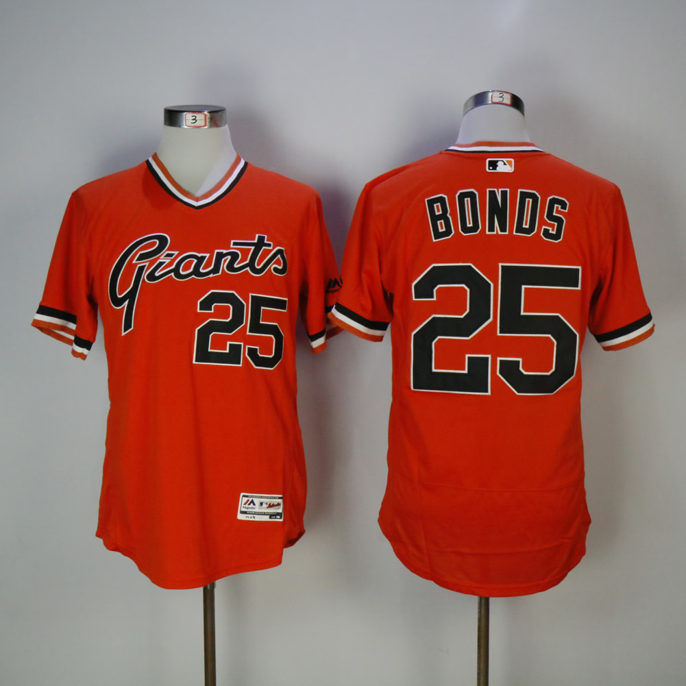 Men San Francisco Giants 25 Bonds Orange Throwback Elite MLB Jerseys